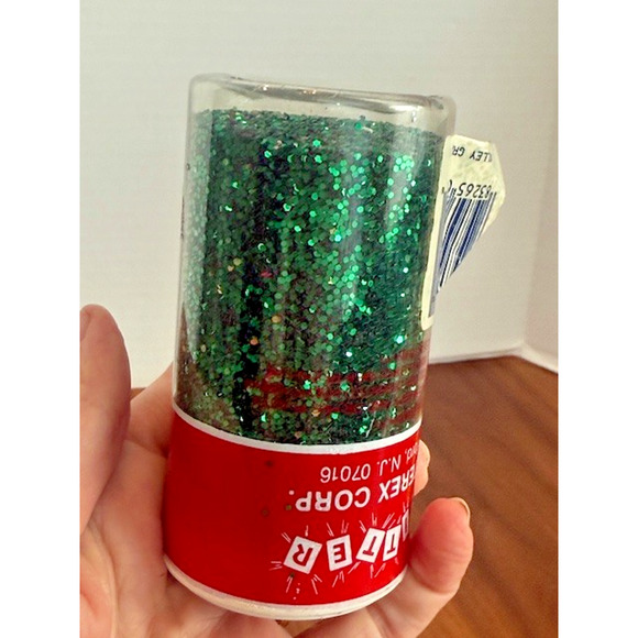 Vintage Glitterex Corp. Cranford, NJ Full 4 oz Jars Green & Red Glitter - Set 2 - Picture 7 of 12
